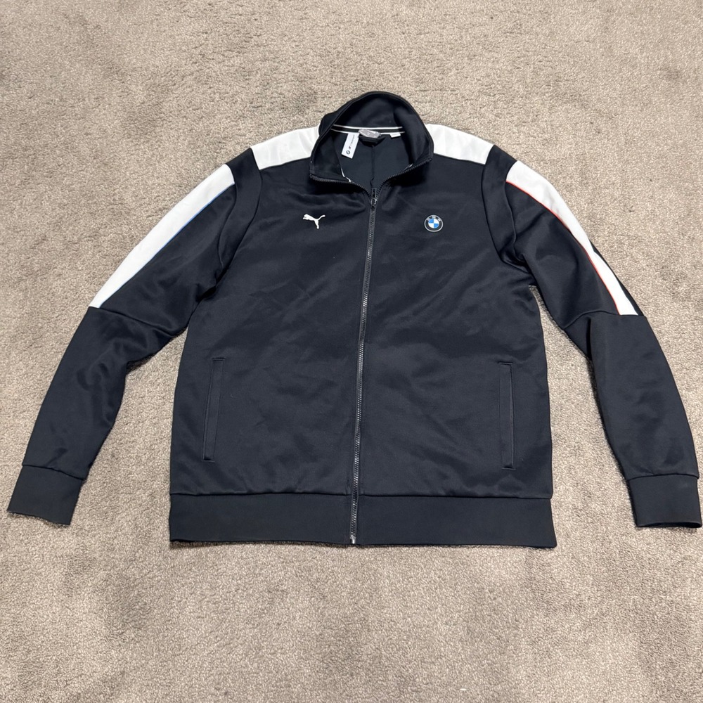 Puma BMW M Motorsport Track Jacket Mens‎ XL Black Full Zip Racing 597991-01